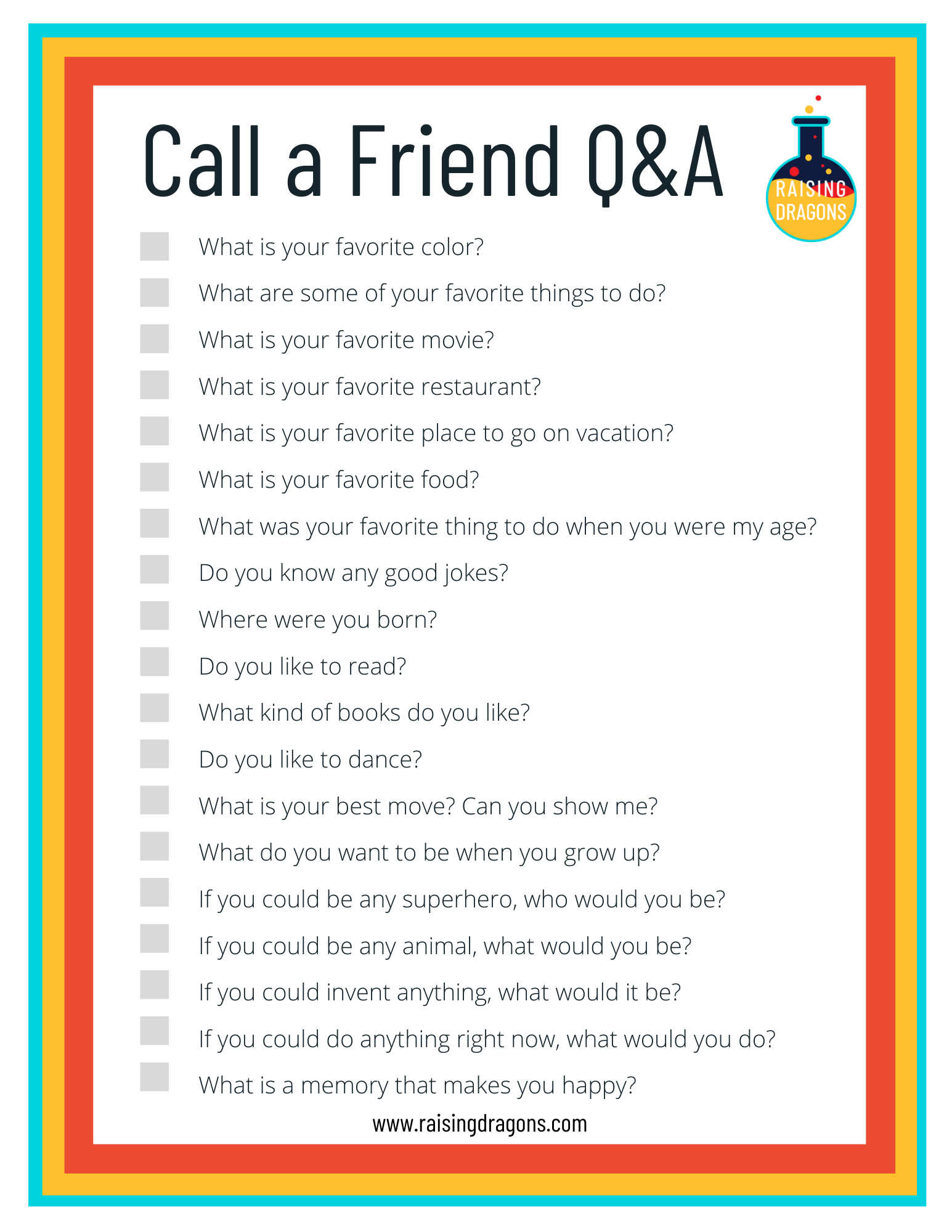 Call A Friend Q A For Kids Raising Dragons